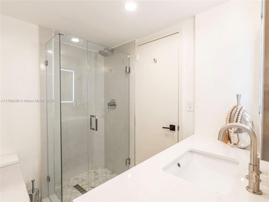 Bathroom, Glass Shower, Interior, Recessed Lighting