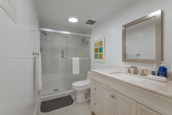 Bathroom, Glass Shower, Interior, Marble Walls, Recessed Lighting