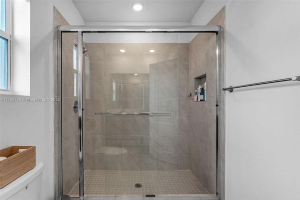 Bathroom, Glass Shower, Interior, Recessed Lighting