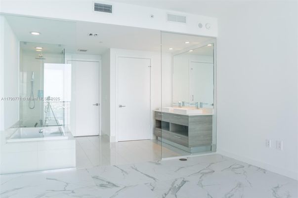Bathroom, Glass Shower, Interior, Marble, Recessed Lighting
