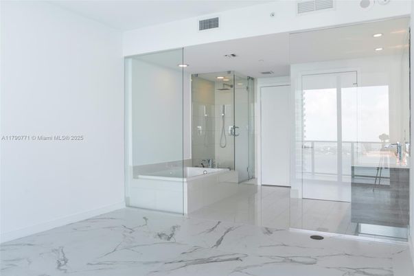 Bathroom, Glass Shower, Interior, Marble, Recessed Lighting
