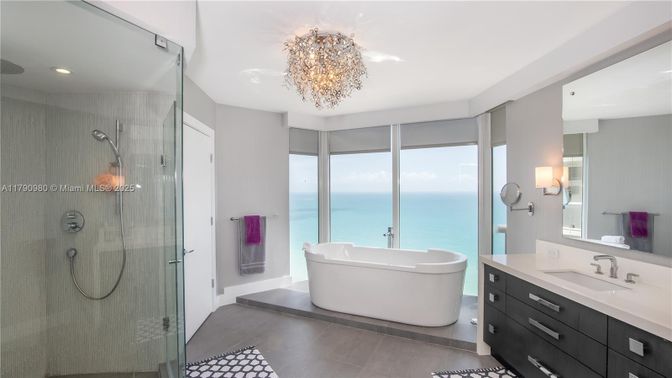 Bathroom, Dual Sink Vanities, Free Standing Baths, Glass Shower, Interior, Recessed Lighting, Water