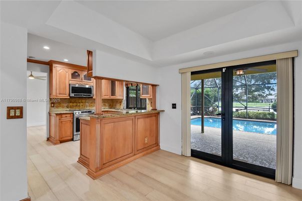Interior, Kitchen, Recessed Lighting, Wood Texture Flooring