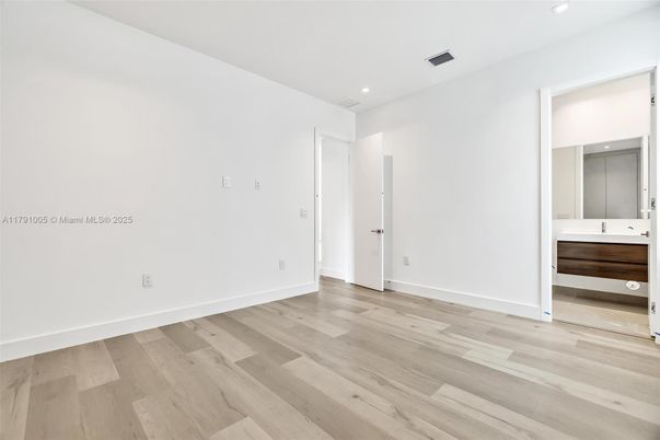 Bathroom, Empty room, Interior, Recessed Lighting, Wood Texture Flooring
