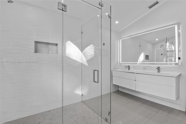 Bathroom, Glass Shower, Interior, Recessed Lighting