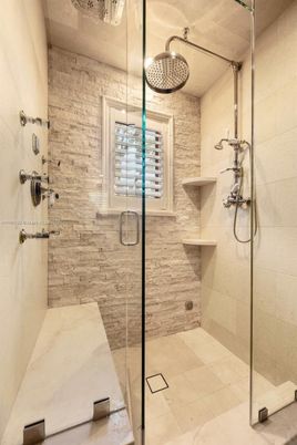Bathroom, Glass Shower, Interior, Stone Walls