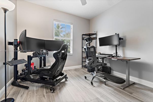 Fitness Equipment, Home Office, Interior, Wood Texture Flooring