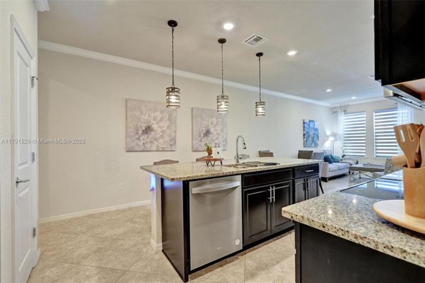 Interior, Kitchen, Living room, Pendant Lights, Recessed Lighting
