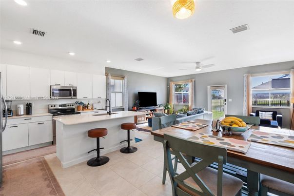 Dining room, Interior, Kitchen, Living room, Recessed Lighting, Stainless Steel Appliances