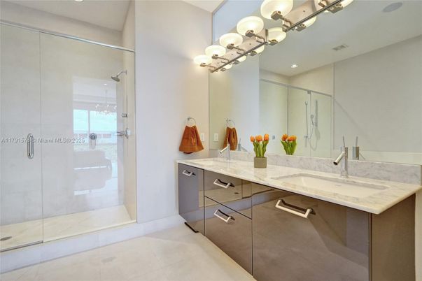 Bathroom, Glass Shower, Interior, Recessed Lighting