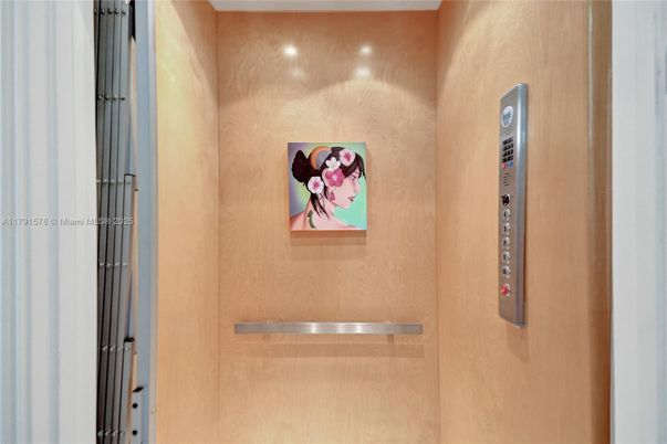 Elevator, Interior, Wooden Walls