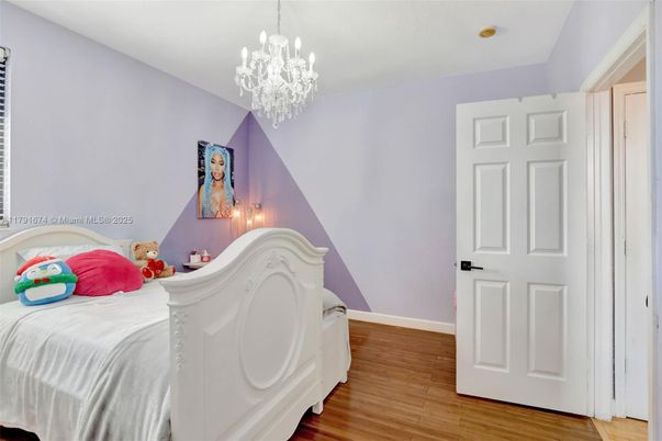 Bedroom, Chandelier, Interior, Wood Texture Flooring