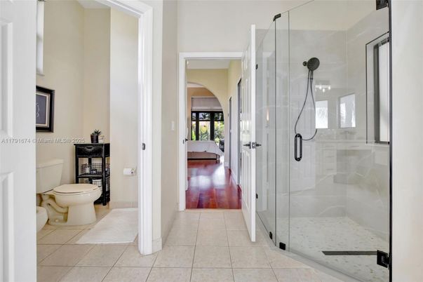 Bathroom, Glass Shower, Interior, Wood Texture Flooring