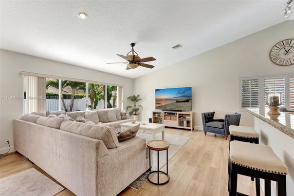Interior, Living room, Recessed Lighting, Wood Texture Flooring