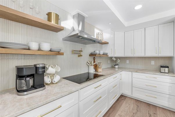 Interior, Kitchen, Recessed Lighting, Wood Texture Flooring