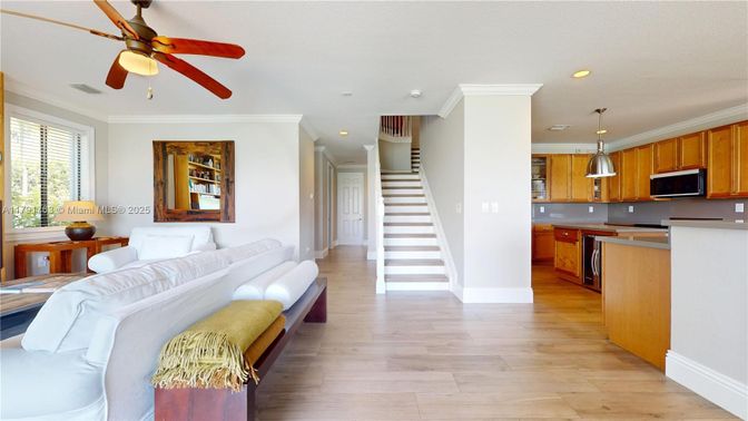 Interior, Kitchen, Pendant Lights, Recessed Lighting, Wood Texture Flooring