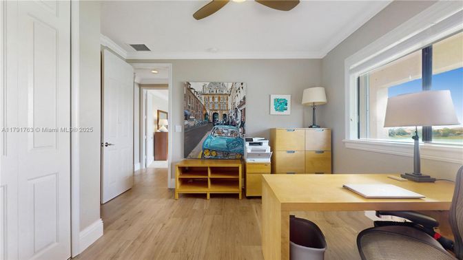 Home Office, Interior, Recessed Lighting, Wood Texture Flooring