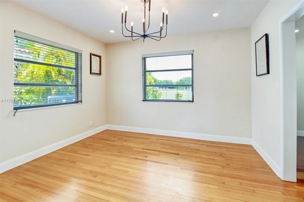 Chandelier, Empty room, Interior, Recessed Lighting, Wood Texture Flooring
