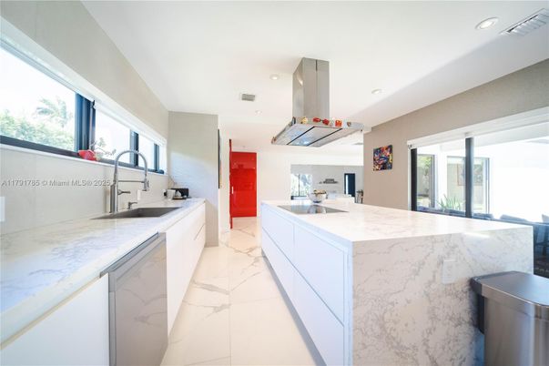 Interior, Kitchen, Marble, Recessed Lighting, Stainless Steel Appliances