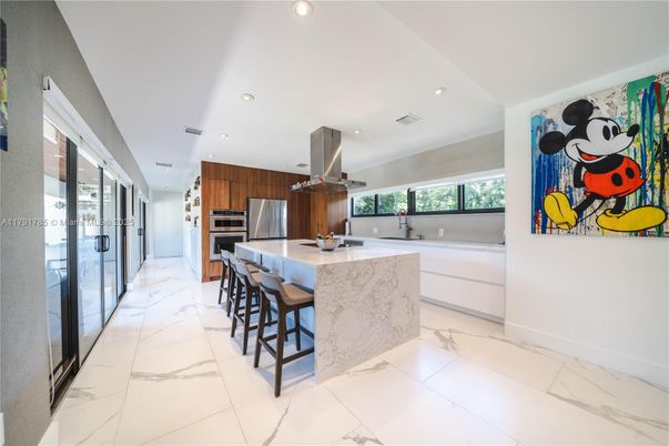 Interior, Kitchen, Marble, Recessed Lighting, Stainless Steel Appliances