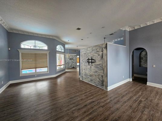 Empty room, Interior, Pendant Lights, Wood Texture Flooring