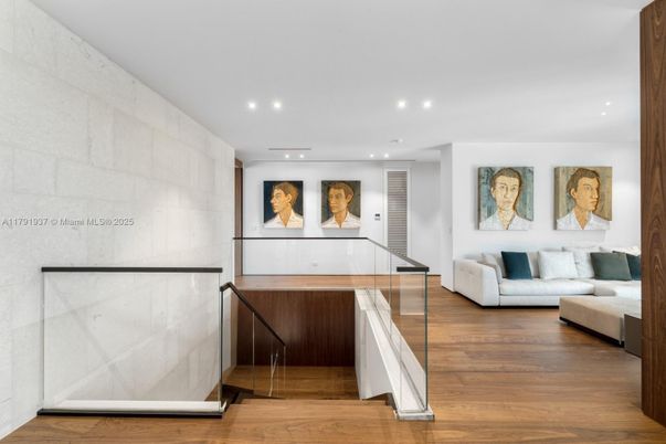 Interior, Marble Walls, Recessed Lighting, Wood Texture Flooring