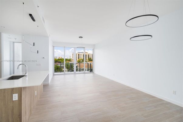 Empty room, Interior, Kitchen, Pendant Lights, Wood Texture Flooring