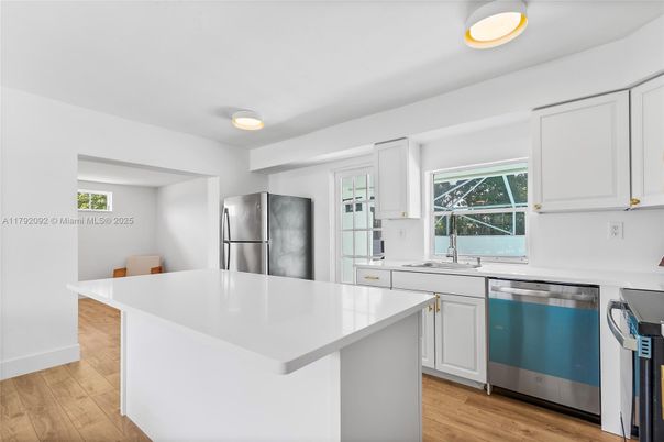 Interior, Kitchen, Stainless Steel Appliances, Wood Texture Flooring