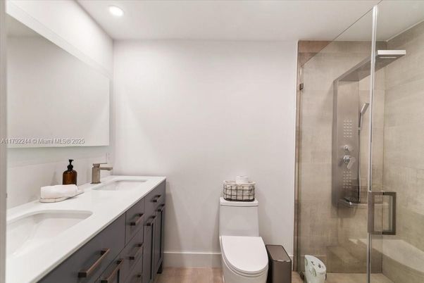 Bathroom, Glass Shower, Interior, Recessed Lighting
