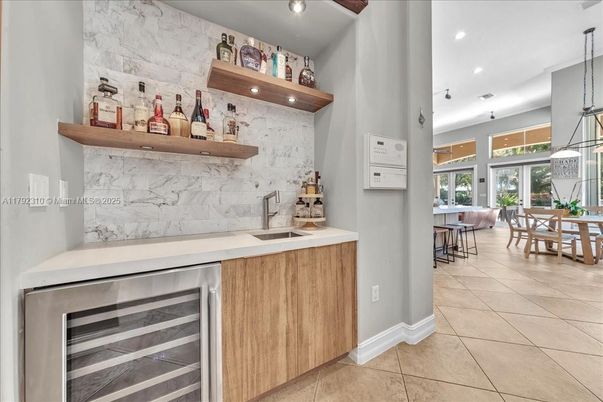 Dining room, Interior, Kitchen, Marble Walls, Pendant Lights, Recessed Lighting