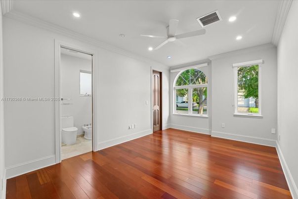 Bathroom, Empty room, Interior, Recessed Lighting, Wood Texture Flooring