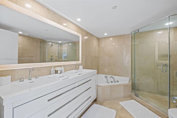 Bathroom, Dual Sink Vanities, Glass Shower, Interior, Recessed Lighting