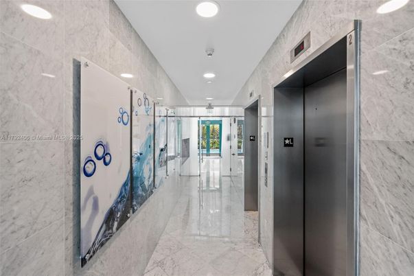 Elevator, Interior, Marble, Recessed Lighting