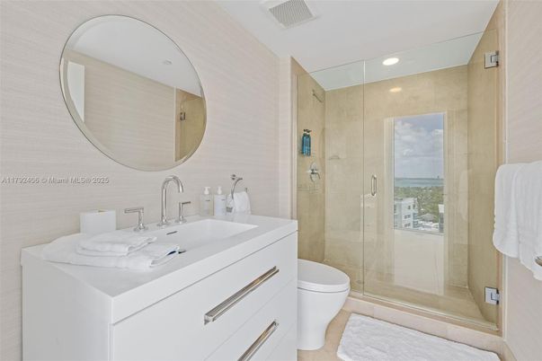 Bathroom, Glass Shower, Interior, Recessed Lighting, Water