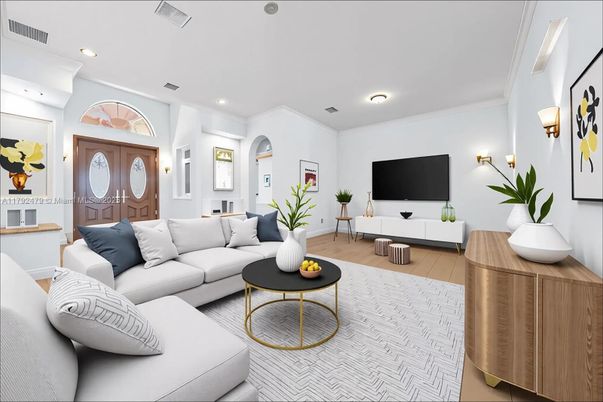 Interior, Living room, Recessed Lighting, Wood Texture Flooring