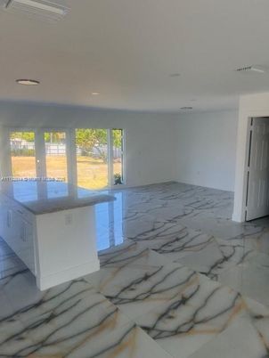 Empty room, Interior, Kitchen, Marble, Recessed Lighting