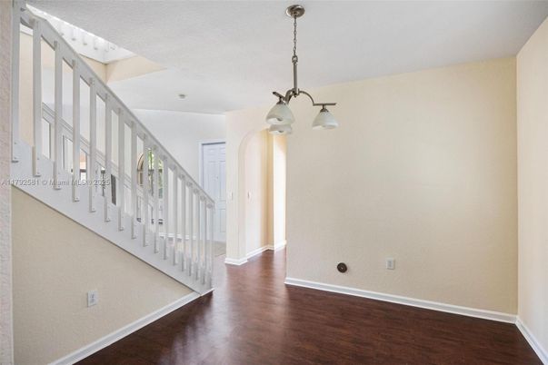 Chandelier, Empty room, Interior, Pendant Lights, Wood Texture Flooring