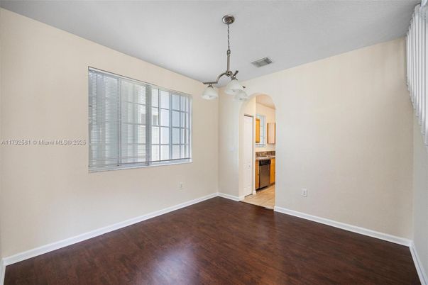 Chandelier, Empty room, Interior, Kitchen, Pendant Lights, Wood Texture Flooring