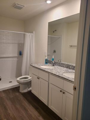 Bathroom, Interior, Recessed Lighting, Wood Texture Flooring