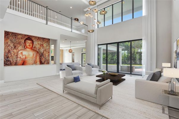 Interior, Living room, Pendant Lights, Recessed Lighting, Wood Texture Flooring
