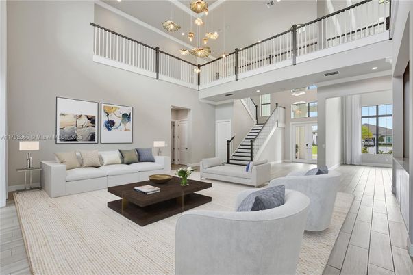 Interior, Living room, Pendant Lights, Recessed Lighting, Wood Texture Flooring