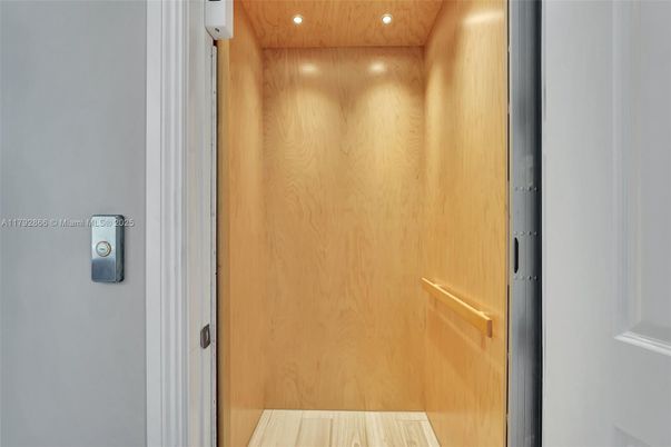 Elevator, Interior, Wooden Ceilings, Wood Texture Flooring, Wooden Walls