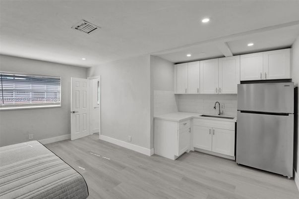Interior, Kitchen, Recessed Lighting, Wood Texture Flooring