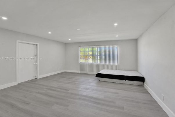 Bedroom, Empty room, Interior, Recessed Lighting, Wood Texture Flooring