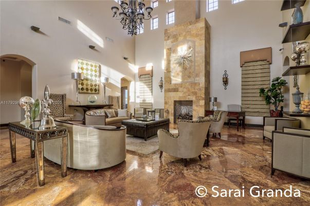 Chandelier, Fireplace, Interior, Living room