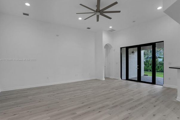 Empty room, Interior, Recessed Lighting, Wood Texture Flooring