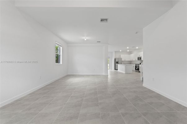Empty room, Interior, Kitchen, Recessed Lighting, Stainless Steel Appliances