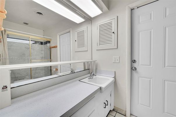 Bathroom, Dual Sink Vanities, Glass Shower, Interior
