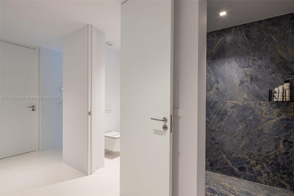 Bathroom, Interior, Marble Walls, Recessed Lighting