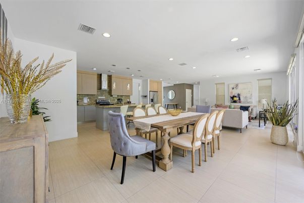 Dining room, Interior, Kitchen, Living room, Recessed Lighting, Stainless Steel Appliances